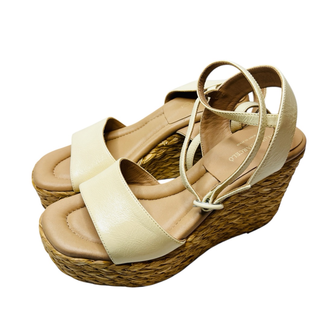 Paloma Barcelo Riu Malory Snow Calf Leather Espadrilles. Size 6.5 Us/ 37 Eu